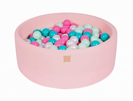 Piscine uscate cu bile colorate - Piscina uscata cu 200 de bile (Alb perlat, Turcoaz, Roz, Mint) MeowBaby®, 90x30 cm, Roz deschis