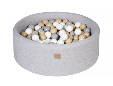 Piscina uscata cu 250 de bile (Alb, Gri, Bej) MeowBaby®, Safari, 90x30 cm, Gri deschis [1]