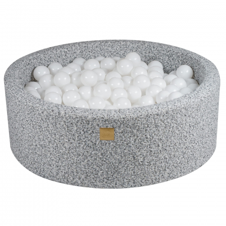 Piscine cu bile - Piscina uscata cu 250 de bile 7cm (Alb, Gri, Turcoaz) MeowBaby®, tesatura bucle, 90x30 cm, Teddy Gri