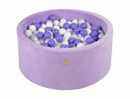 Piscine uscate cu bile colorate - Piscina uscata cu 250 de bile (Alb Perlat, Alb, Lila) MeowBaby®, Lavanda, 90x40 cm, Catifea Lila