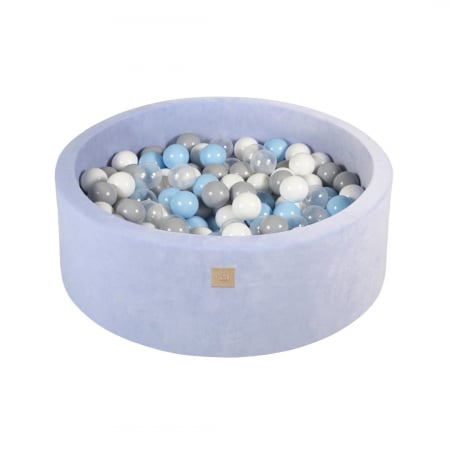 Piscina uscata cu 250 de bile (Babyblue, Alb, Gri, Transparent) MeowBaby®, Icebear, 90x30 cm, Catifea Babyblue [1]