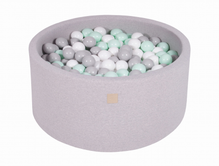 Piscine uscate cu bile colorate - Piscina uscata cu 300 de bile (Alb, Gri, Mint) MeowBaby®, 90x40 cm, Gri Deschis