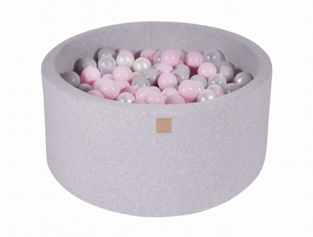 Piscine uscate cu bile colorate - Piscina uscata cu 300 de bile (Roz pastel, Alb perlat, Transparent, Gri) MeowBaby®, 90x40 cm, Gri Deschis