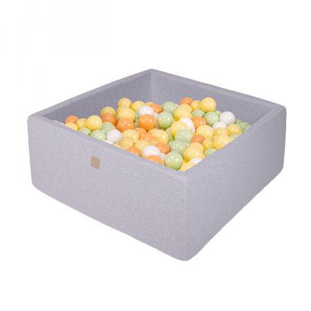 Piscina uscata cu 300 de bile (alb, portocaliu, verde deschis si galben pastel) MeowBaby®, Dino, 90x90x40 cm, Gri [1]