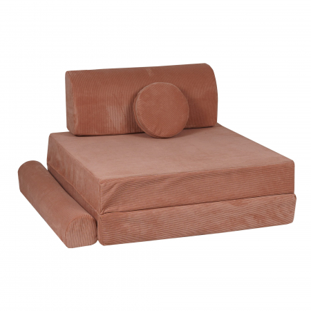 Playset Modular Canapea Premium Velur reiat / corduroy spuma – Caramiziu [1]