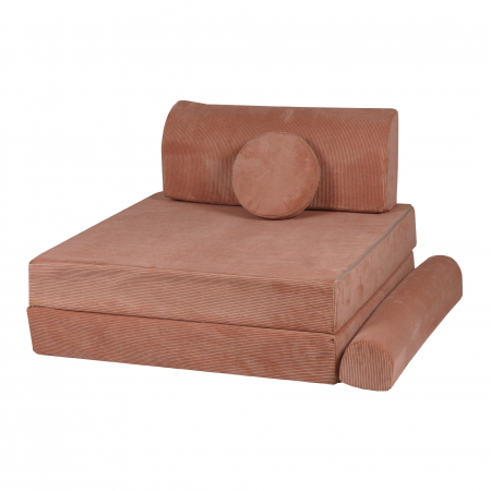 Playset Modular Canapea Premium Velur reiat / corduroy spuma – Caramiziu [2]