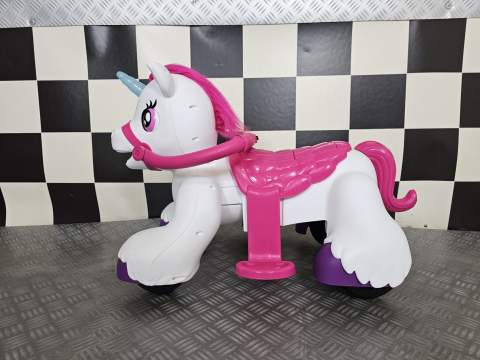 Ponei electric pentru copii Unicorn 12V, cu lumini și muzică, alb [2]