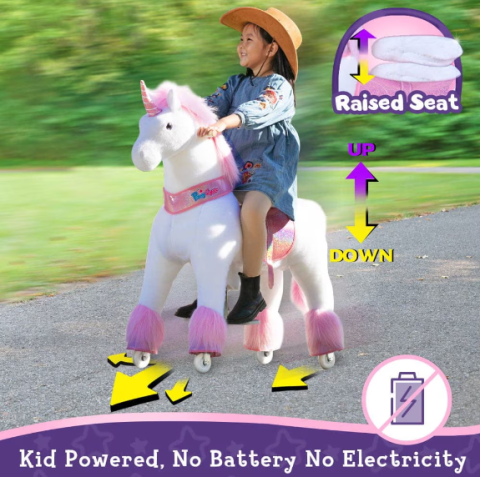 PonyCycle Model U Unicorn Roz - Ponei Ride-On pentru Copii, 4-7 ani, Size 4, maxim 40 kg [4]