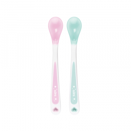 Tacâmuri - Set 2 lingurite termice, Soft-Ended, rose/mint