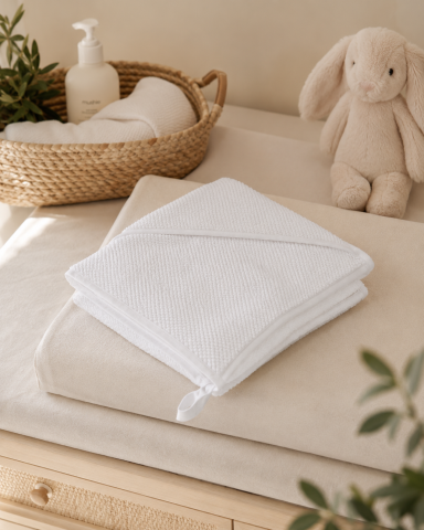 Textile baie pentru bebelusi - Prosop Baie Bebeluși cu Glugă Magic Kids, Bumbac 100%, Alb, 100x100 cm