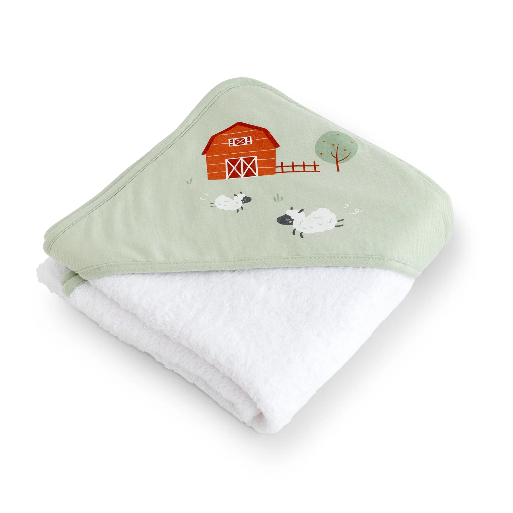Ingrijire si igiena - Prosop baie cu glugă bebeluși 0-5 ani – bumbac certificat OEKO-TEX®, 100x100 cm, Funny Farm