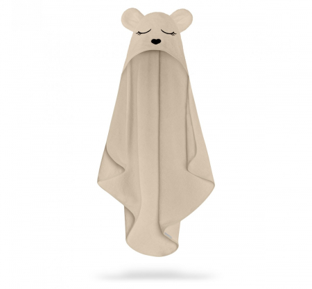Ingrijire si igiena - Prosop din fibra de bambus cu gluga pentru bebelusi si copii, Teddy Beige, marimea S 85x90cm
