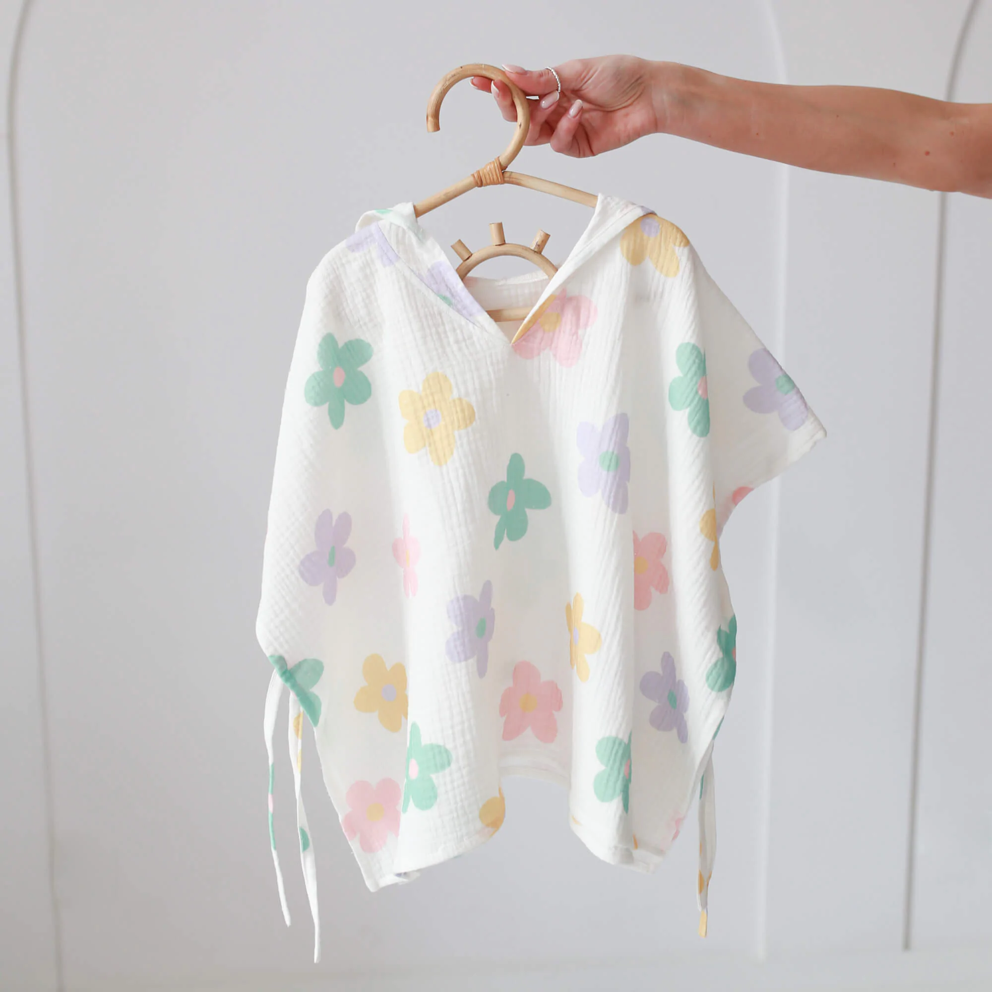 Ingrijire si igiena - Prosop din bumbac muselina cu gluga pentru copii, Poncho, vintage, S 2-3 ani