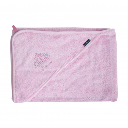 Prosop din fibra de bambus cu gluga pentru bebelusi si copii, Hands-free, Princess Pink, 85x85cm [1]