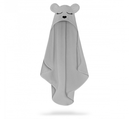 Ingrijire si igiena - Prosop din fibra de bambus cu gluga pentru bebelusi si copii, Teddy Grey, marimea S 85x90cm