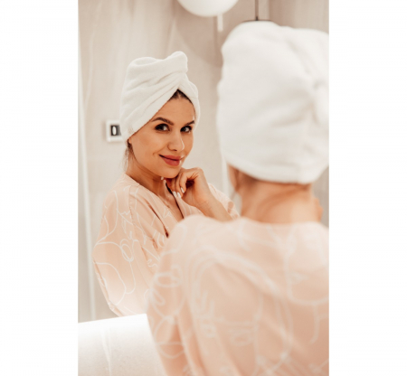 Prosop Turban din bambus pentru mamici si copii – Bej [4]