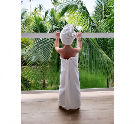 Prosop Turban din bambus pentru mamici si copii – Sepia Rose [9]