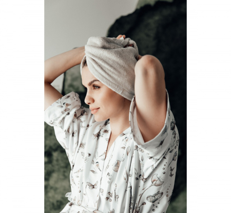 Prosop Turban din bambus pentru mamici si copii – Gri [3]
