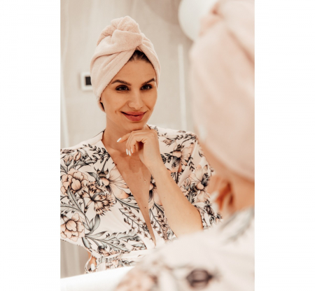 Prosop Turban din bambus pentru mamici si copii – Sepia Rose [1]
