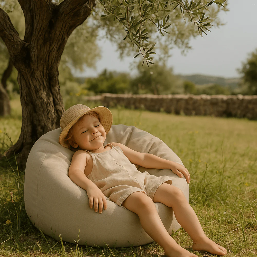 Puf Premium Copii MeowBaby® Floreo Drift Dlay Taupe – Bean Bag Indoor & Outdoor pentru Relaxare și Joacă [5]