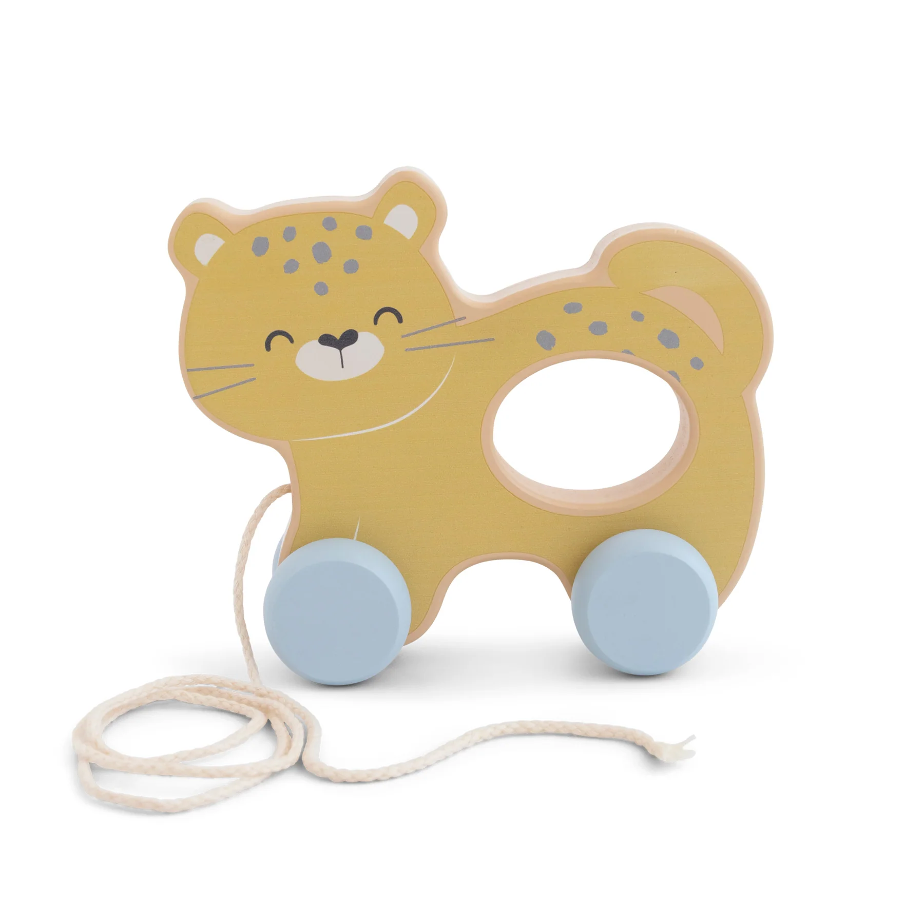 Jucarii din lemn - Pull Along animal Ghepard, jucarie de tras