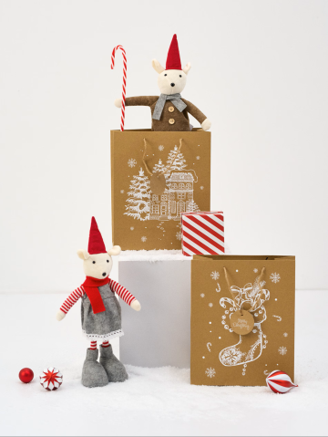 Oferte limitate - Punga pentru cadouri, natur, 26 × 32 cm, 1 bucata – perfectă pentru darurile de Crăciun