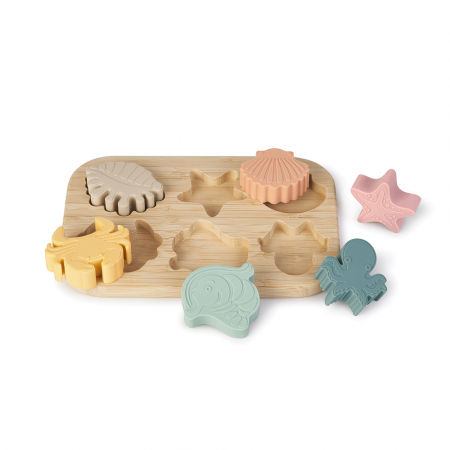 Puzzle din silicon alimentar cu baza din bambus „Sea Life” [1]
