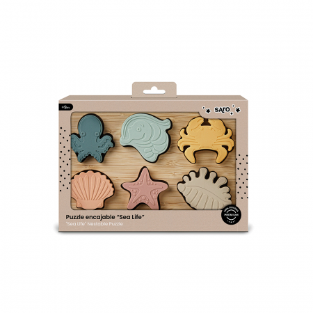 Puzzle din silicon alimentar cu baza din bambus „Sea Life” [3]