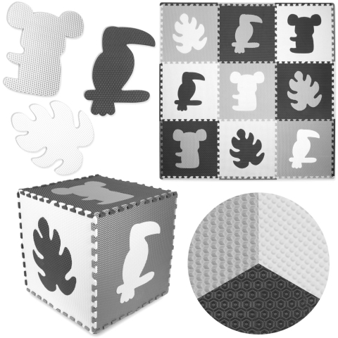 Saltele pentru joaca - Puzzle senzorial Kidwell SENSO Tropical | Covoraș moale din spumă EVA pentru dezvoltarea copilului