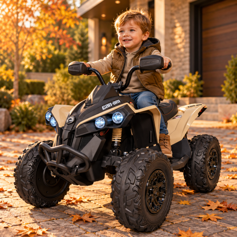 Mașinuțe electrice 24V - Quad Electric Copii Can-Am Maverick 24V Khaki – Control Independent, Licență Oficială, Suspensii | 3-6 Ani