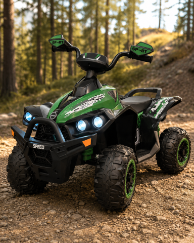 ATV-uri electrice copii - Quad Electric Copii Phyton 12V, Camuflaj, 2 Motoare 35W, 2 Viteze 3-6km/h, Lumini Față, 3-5 ani