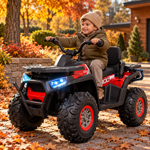 Quad Electric Copii Spider Desert 12V Roșu – Control Independent, Design Pânză de Păianjen, Suspensii, Bluetooth | 3 Ani+