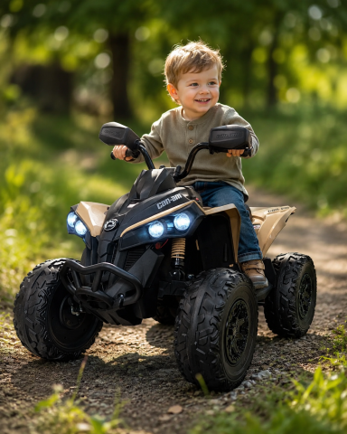 Mașinuțe electrice copii premium - Quad Electric pentru Copii Can-Am Maverick 24V Khaki – Licență Oficială, 2 Motoare 200W, Suspensii, Bluetooth, Roți EVA | 3 Ani+, Max. 30 kg
