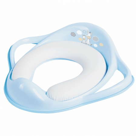 Ingrijire si igiena - Reductor toaleta copii, antiderapant, colac integrat moale si manere, Zebra Light Blue, Maltex Baby