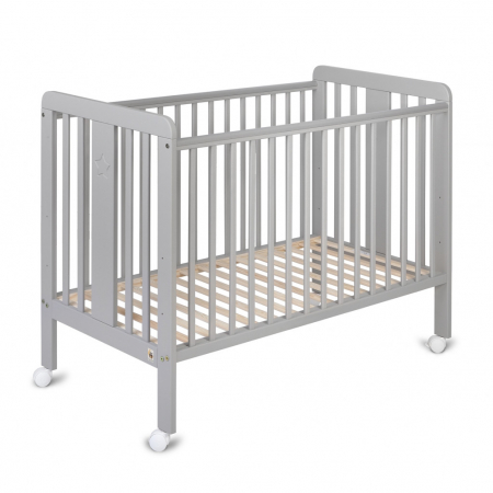 Patut din lemn pentru bebe, inaltime saltea reglabila, Star Baby Gri 120x60 cm [11]