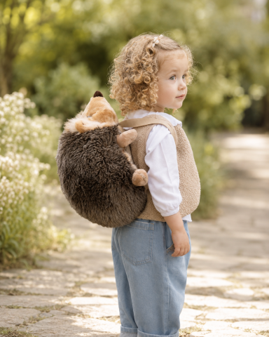 Rucsacuri - Rucsac Copii Arici Wild & Wild – Pluș Premium Handmade Belgia, Bretele Reglabile, Fermoar Rezistent | 3 Ani+, Grădiniță și Excursii