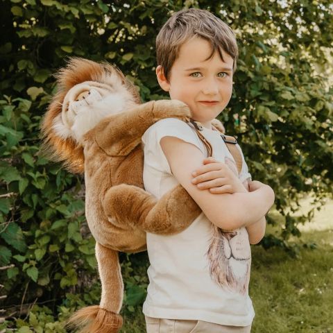 Rucsacuri - Rucsac copii Wild & Soft Leu – rucsac pluș premium cu bretele reglabile