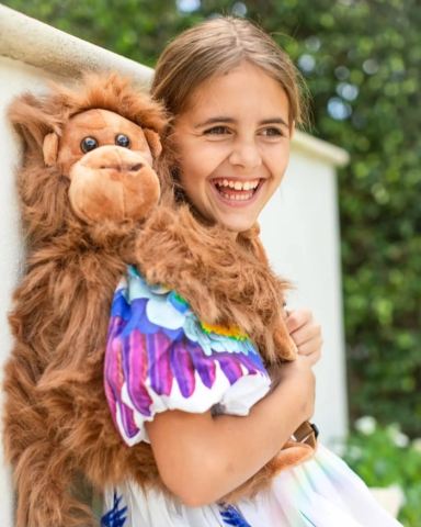 Rucsacuri - Rucsac copii Wild & Soft Maimuta – rucsac pluș premium cu bretele reglabile