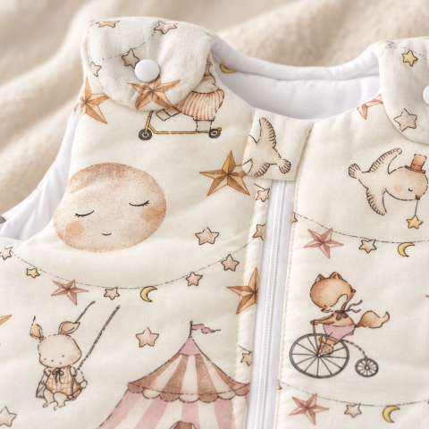 Sac de dormit cu picioare Amy Circul de sub Stele, bumbac, 2.5 TOG, mărimea M (92-98cm), 68x52cm – cu șosete integrate [3]