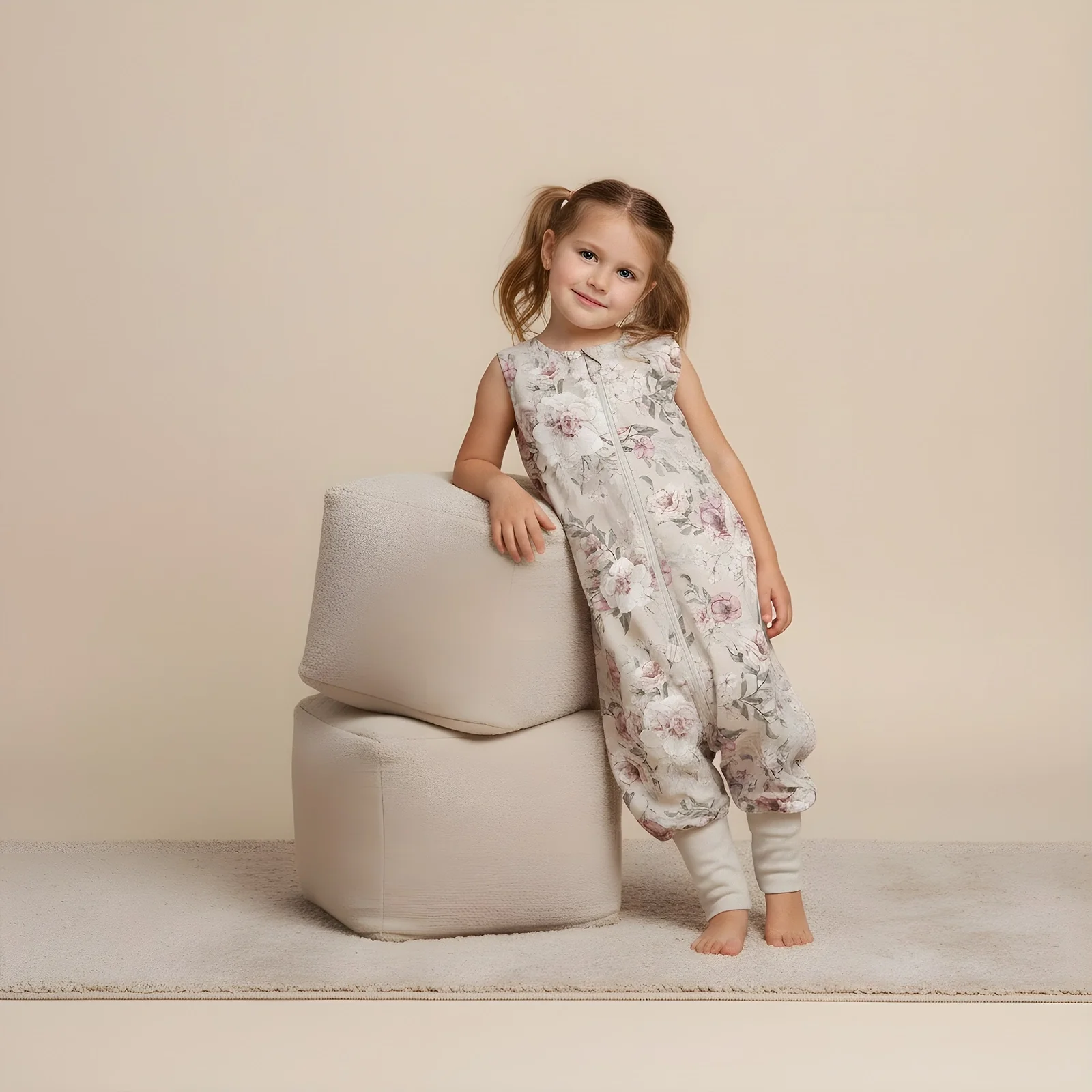 Camera copilului - Sac de Dormit cu Picioare BabySteps® „Bloom Baby" – Bumbac Premium, 1 TOG, Picioare Pliabile | Mărimea S 86/92/98, 12-36 Luni
