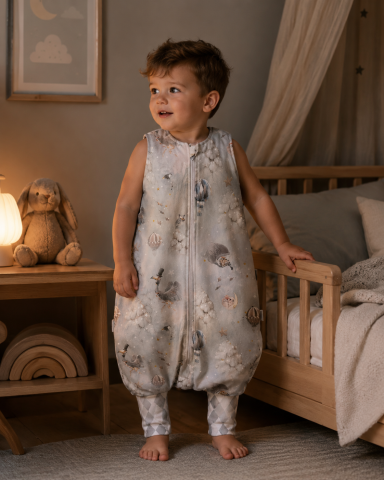 Sistem infasat si sac de dormit - Sac de Dormit cu Picioare BabySteps „Dreams" LIMITED – Saten Bumbac, 2.5 TOG, OEKO-TEX®, Imprimare Față-Verso | Mărimea XS 74/80, 6-12 Luni