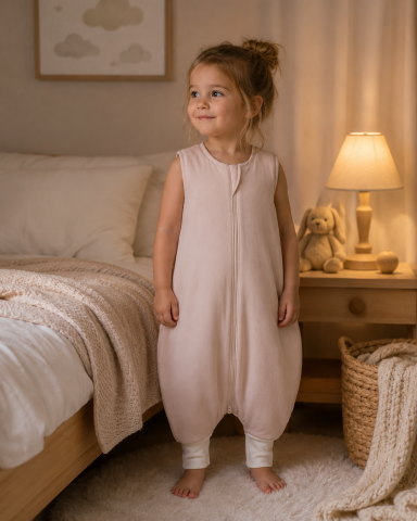Sistem infasat si sac de dormit - Sac de Dormit cu Picioare BabySteps „Iniana Sepia Rose" – 30% In + 70% Viscoză, 2.5 TOG, OEKO-TEX® | Mărimea M, 3 Ani+