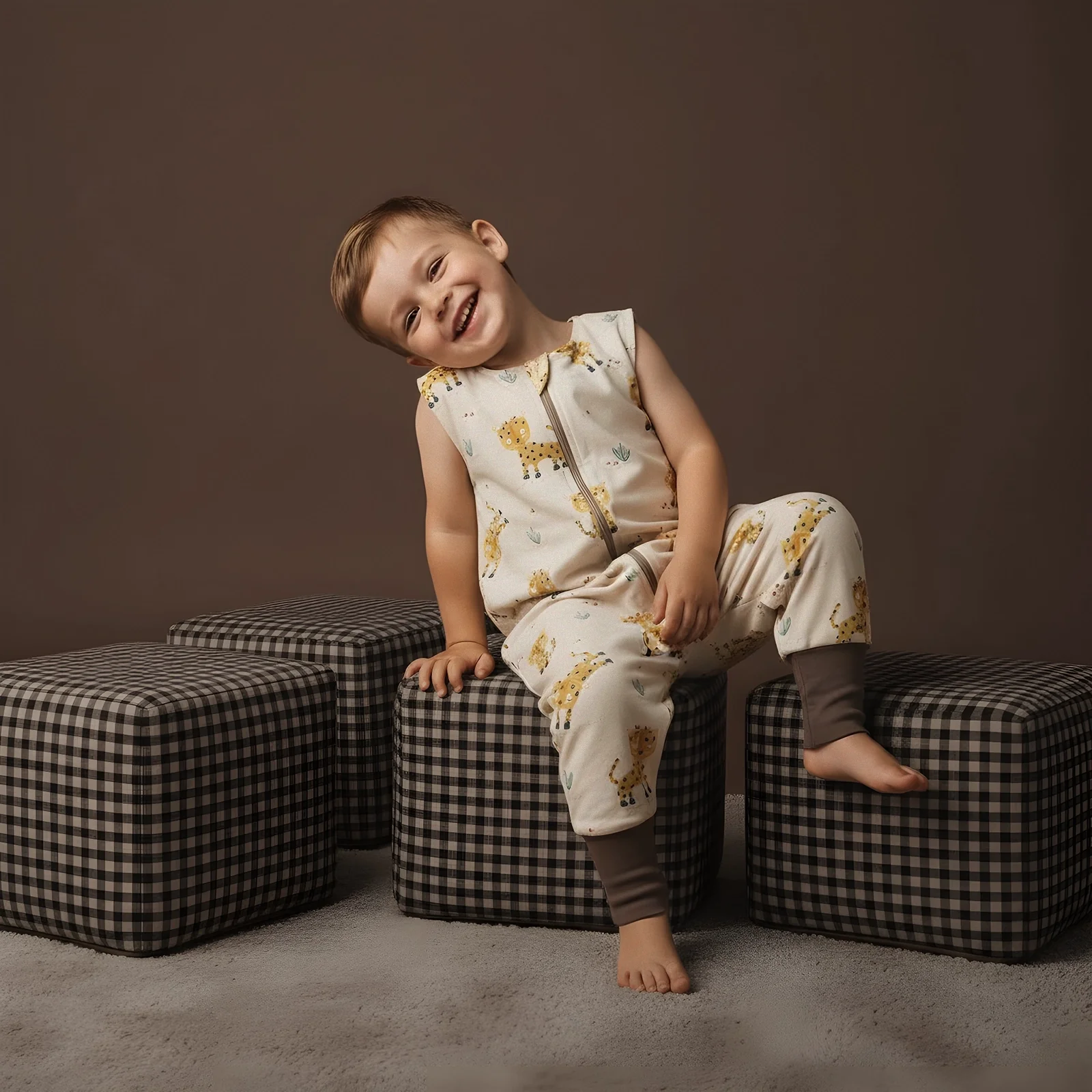 Camera copilului - Sac de Dormit cu Picioare BabySteps® „Ghepard" – Bumbac Premium, 1 TOG, Picioare Pliabile | Mărimea S 86/92/98, 12-36 Luni