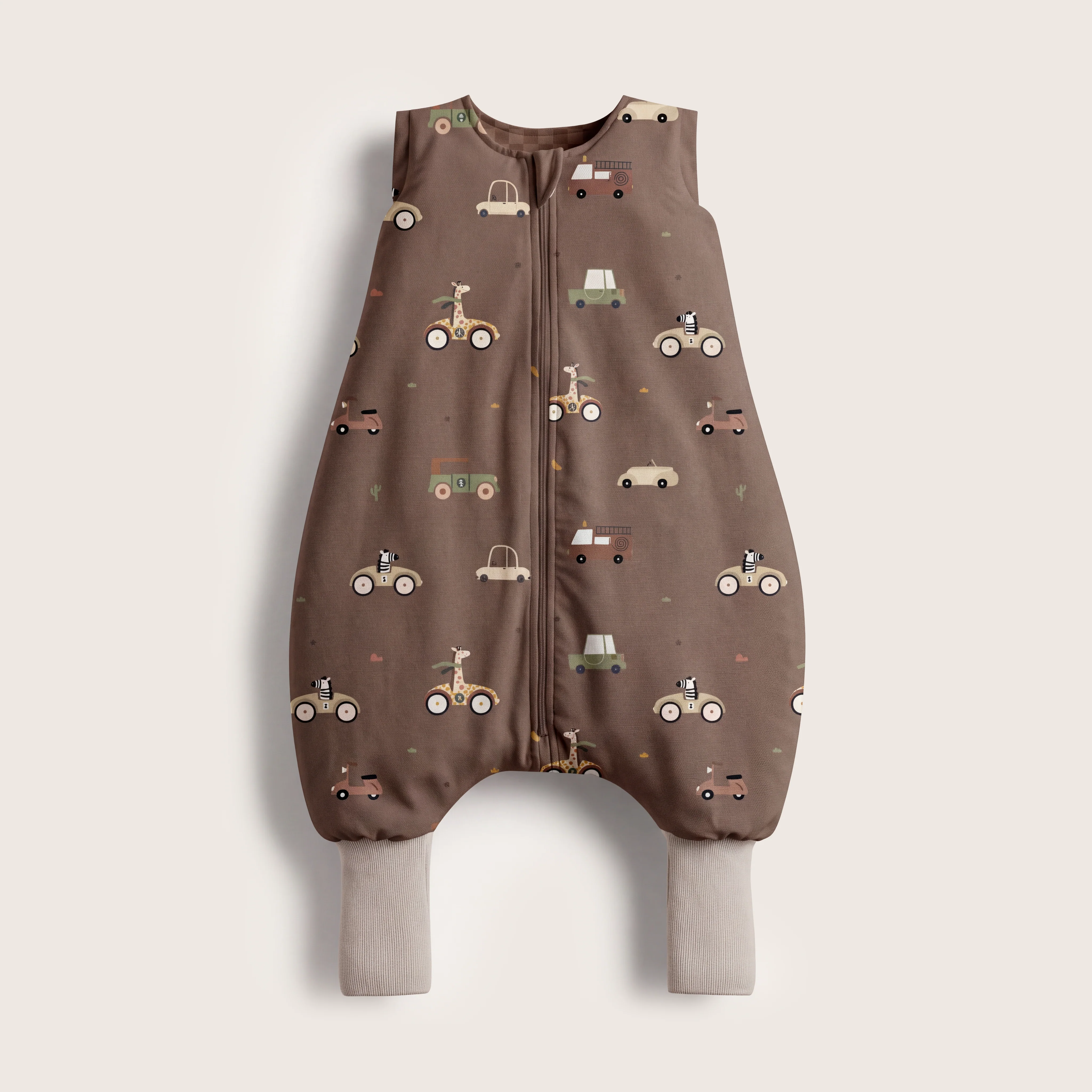 Sac de Dormit cu Picioare BabySteps® „Retro Auta" – Bumbac Premium, 1 TOG, Picioare Pliabile, Mașinuțe Retro | Mărimea S 86/92/98, 12-36 Luni [1]