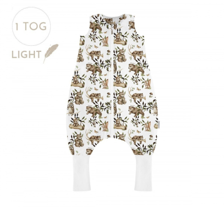 Lenjerii si huse patut - Sac de dormit cu picioare, bumbac 1 Tog, Happy Bear, XS, 6 - 12 luni