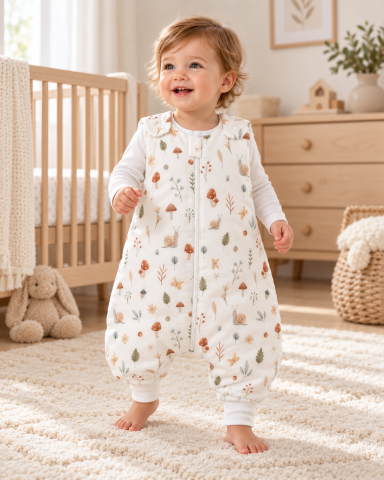 Sistem infasat si sac de dormit - Sac de dormit cu picioare, bumbac 2.5 TOG, Comori din Natură, mărimea S, 6-24 luni – Amy