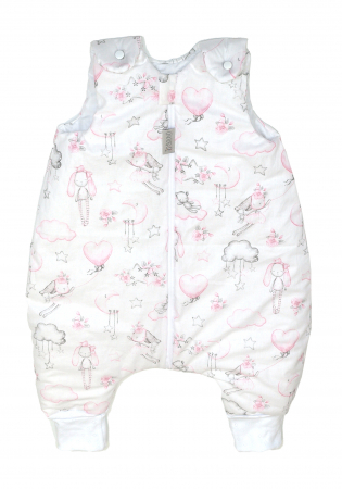 Camera copilului - Sac de dormit cu picioare, bumbac 2.5 Tog, Dolly Doll Roz, S, 6-24 luni