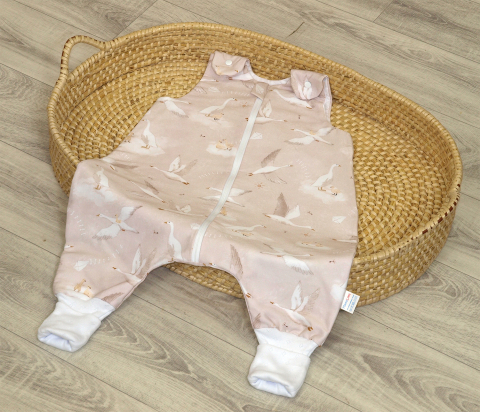 Sac de dormit de vară cu picioare Amy Gâștele Călătoare, bumbac, 1 TOG, mărimea M (92-98cm), 68x52cm – cu șosete integrate [5]
