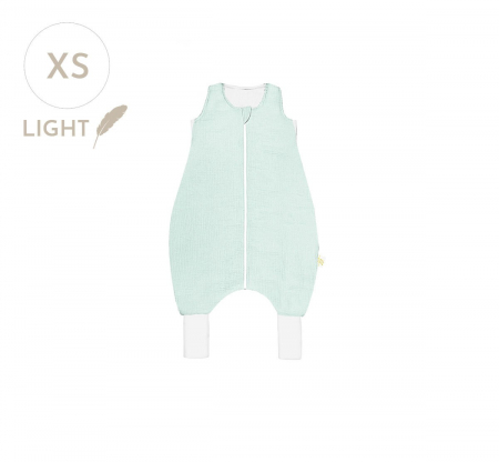 Oktató játékok - Sac de dormit cu picioare, bumbac muselina 0.5 Tog, Pastel Blue, XS, 6-18 luni