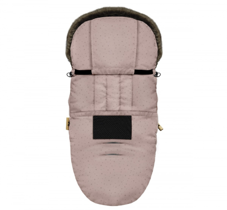 Sac de dormit de iarna pentru carucior cu centuri de siguranta in 5 puncte, cu blană detașabilă, fermoare laterale, impermeabil si plus, umplutura fleece, 105x48cm, 0-36 luni, Sepia Rose [1]
